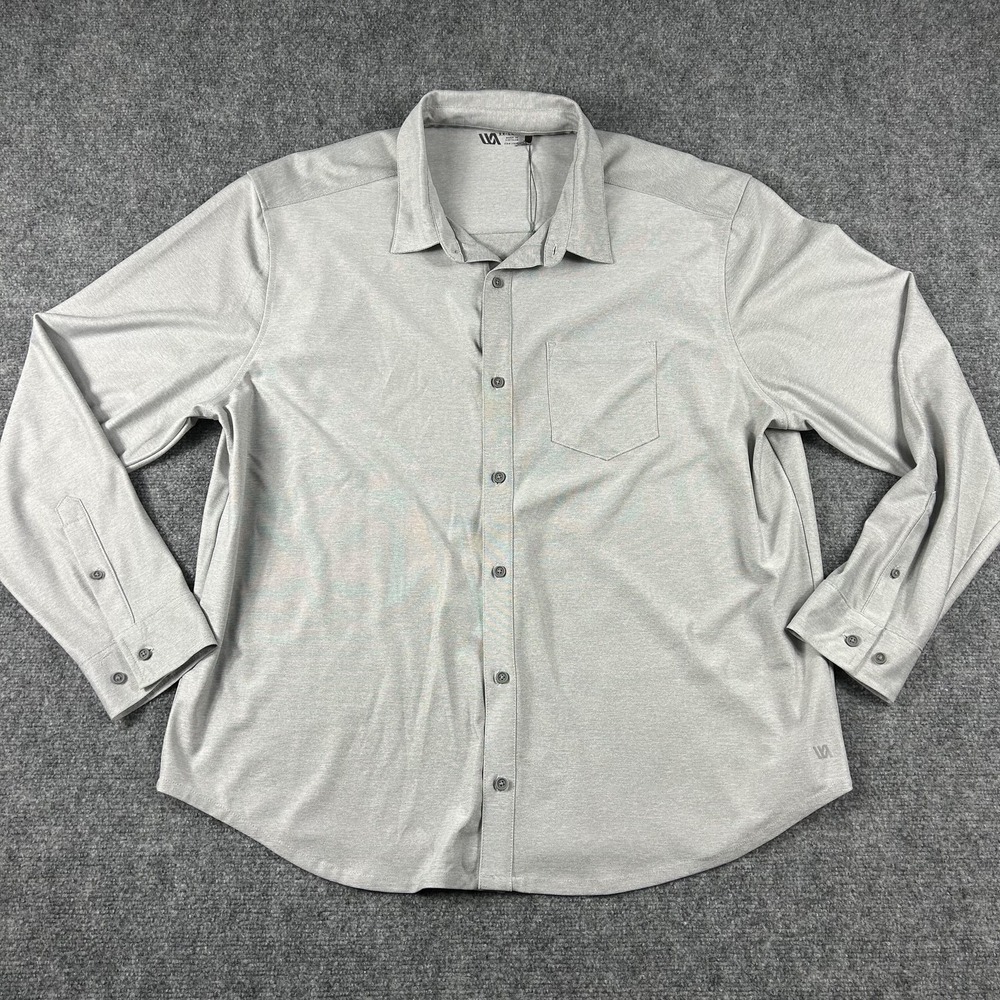 VRST Shirt Mens 2XL Gray Knit Long Sleeve Button Up Stretch Moisture Wicking
